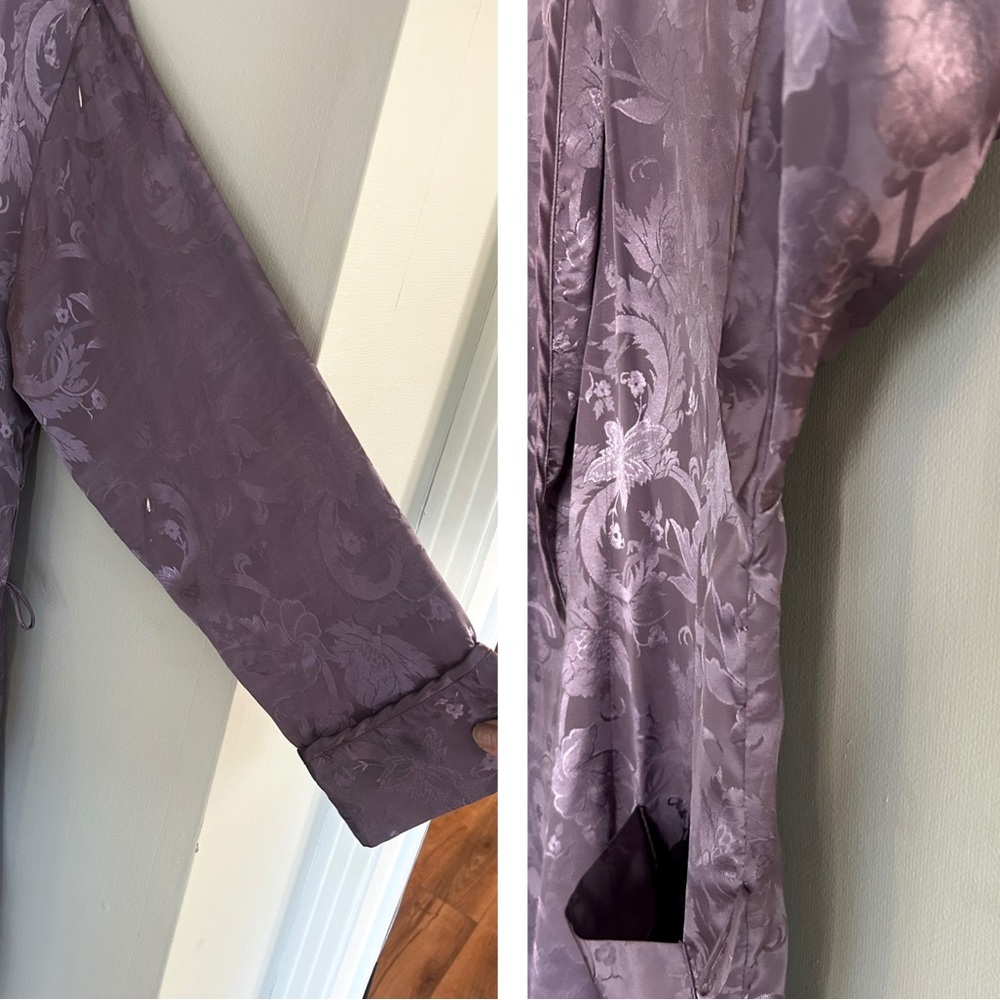 VINTAGE 80S VICTORIA’S SECRET Gold Label Silky Satin Floral Jacquard Robe | Sz S - Picture 4 of 16